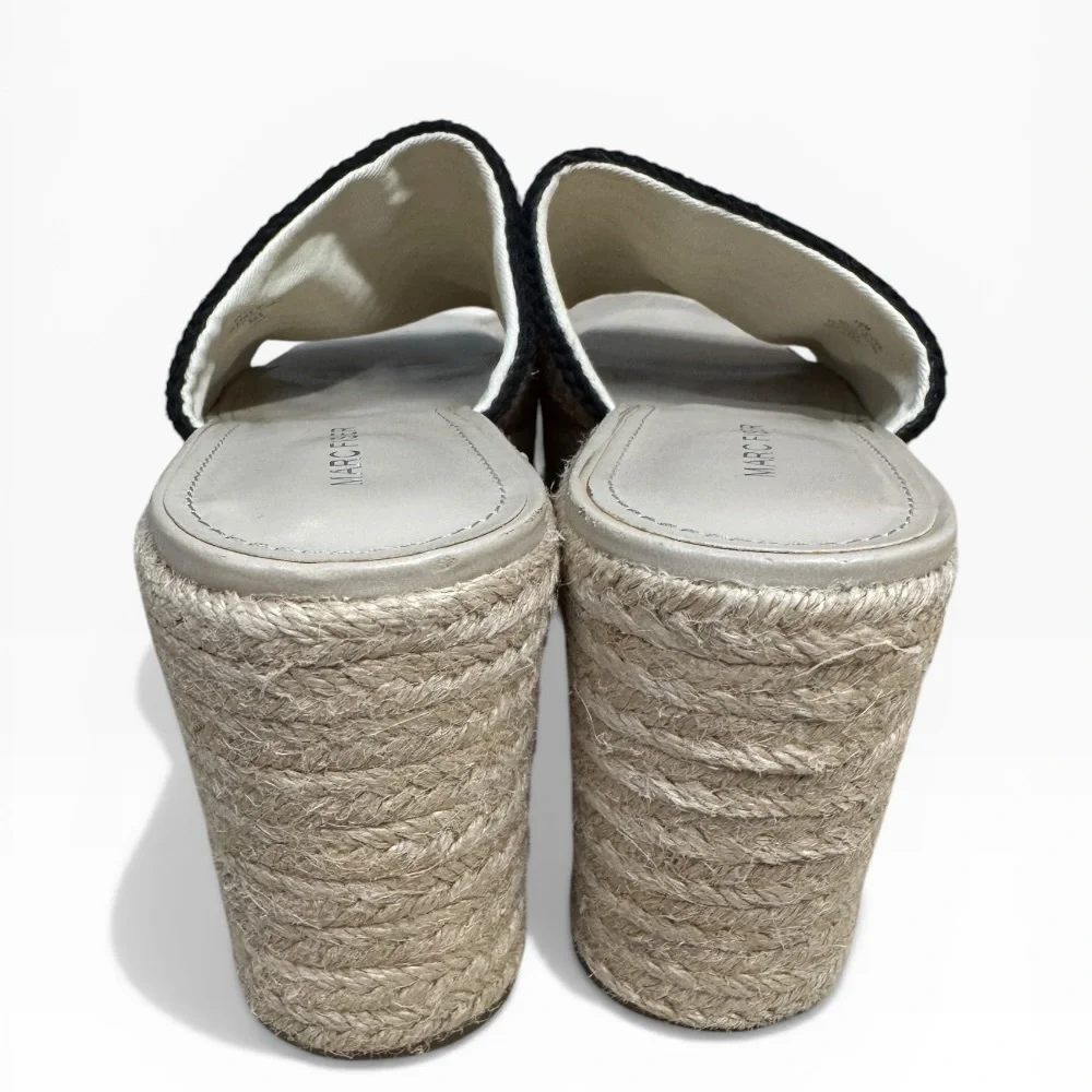 Marc Fisher Lannia Striped Crochet Espadrille Wedge Platform Shoe Size 10